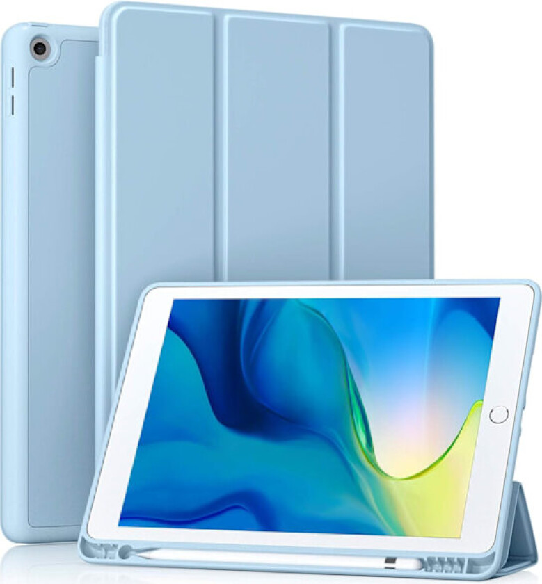 iPad Beskyttelsesdeksel for 10,2-tommers nettbrett, justerbare vinkler, trippel foldestativ med magnetisk smartdeksel, innebygd pennholder for iPad 9./8./7.