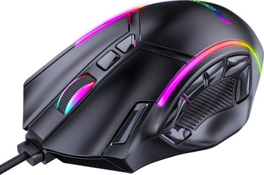RGB Gaming Mus med Kabel: 12800 DPI, 12 Knapper, Justerbar RGB-belysning og Ergonomisk Design for Optimal Spillopplevelse