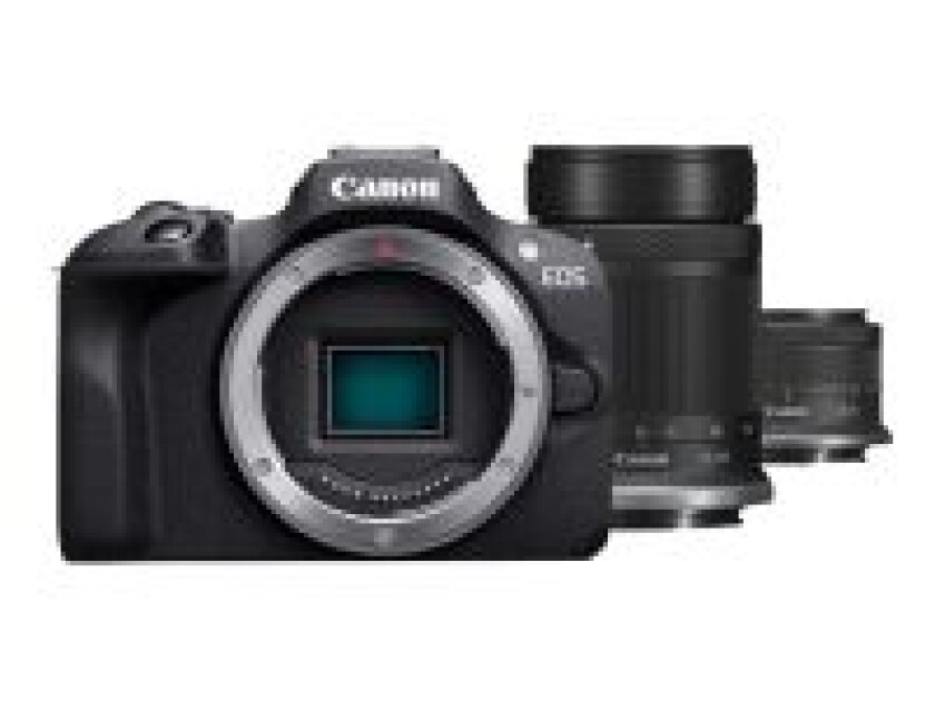EOS R100 - Digitalkamera - speilløst - 24.1 MP - APS-C - 4K / 29.97 fps - 2.5optisk x-zoom RF-S 18-45mm F4.5-6.3 IS STM lens, 55-210mm F5.0-7.1 IS STM lens - Wi-Fi, Bluetooth - svart