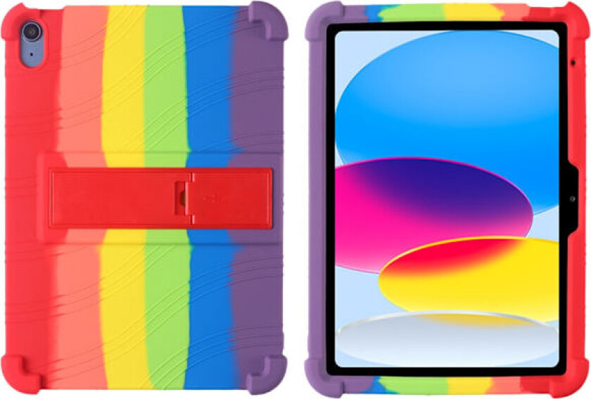 Stilig deksel for iPad 2022 10 10.9\" Regnbuefarget Integrert Airbag Silikon