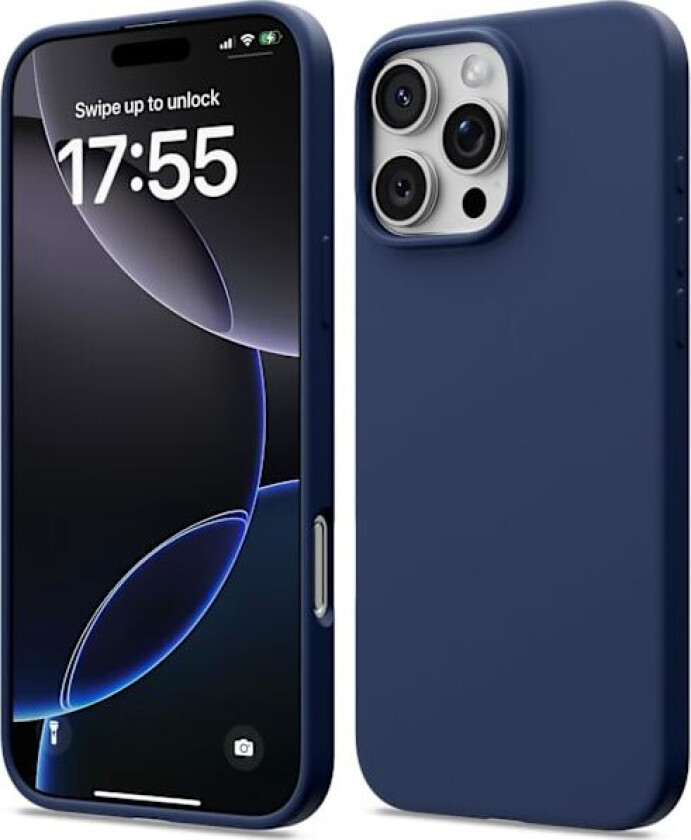 iPhone 16 Pro Max Deksel Flytende Silikon, Støtsikkert Deksel Kompatibelt med iPhone 16 Pro Max Deksel Mykt, Full Beskyttelse Deksel (Marineblå)