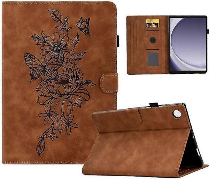 For Samsung Galaxy Tab A9+ Deksel PU Lær Tablet Cover med Kortholder Stativ