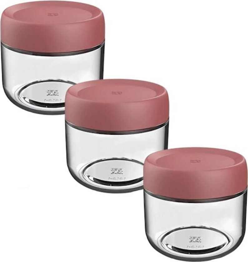Glasskrukke med Skrulokk Lekkasjesikker Over Natten Havrebeholder, Havregryn Salatglass, for Frokostblandinger Melk Frukt Krydder Dressing, Rød (3-Pakning 280ml)