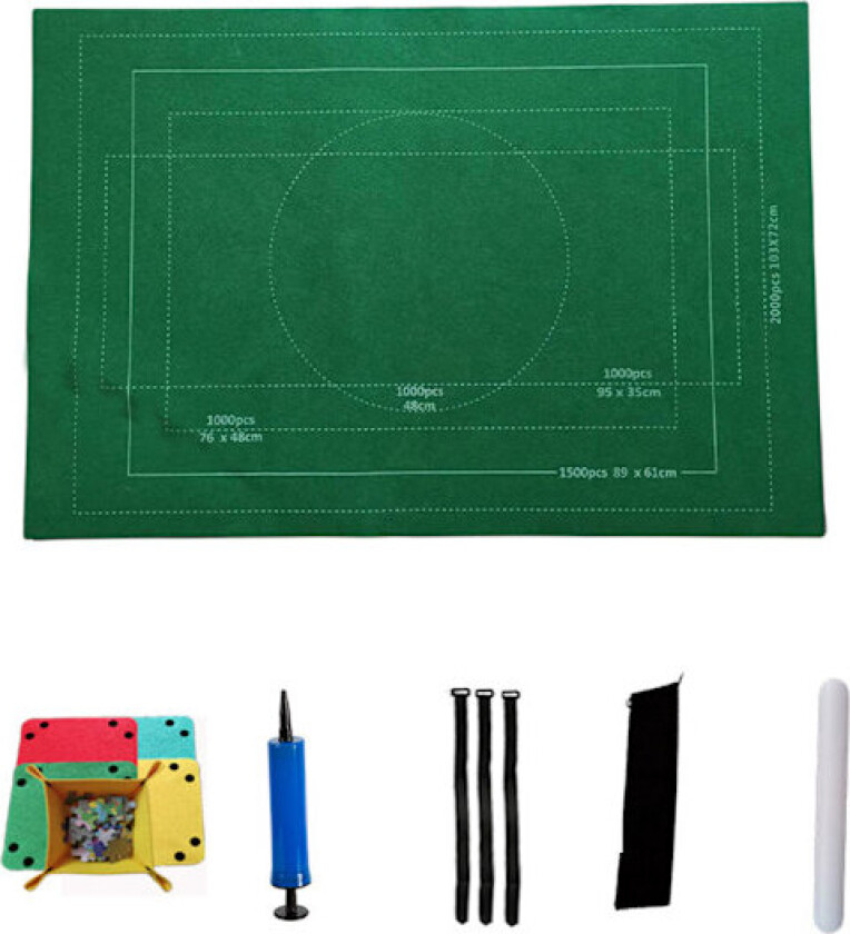 Puslespillmatte, sklisikkert brett for sikker oppbevaring av puslespill, sorterer opptil 2000 brikker, kvalitetsfiltmateriale sikrer jevn montering, ideell for voksne