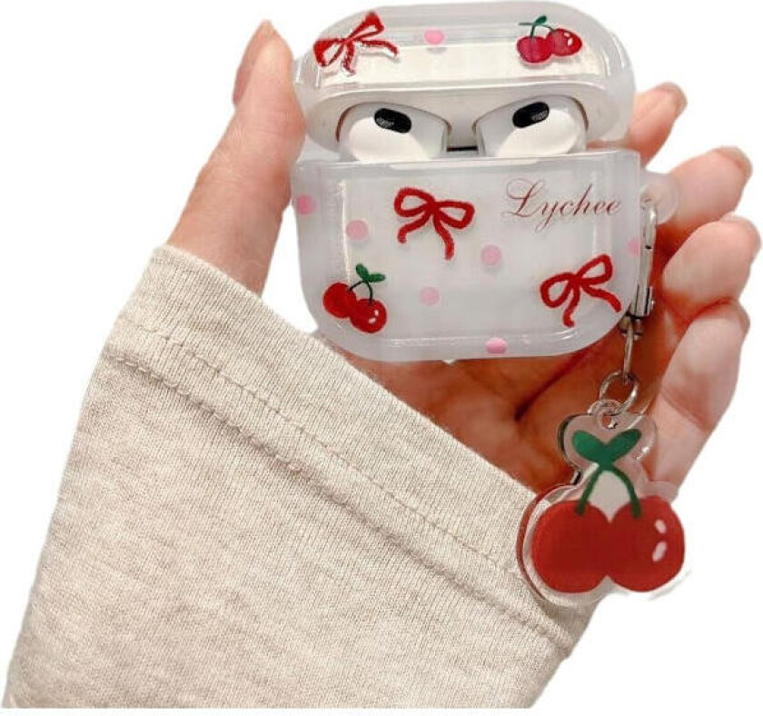 Øretelefonetui for AirPods 4 Nydelig Gjennomsiktig Sløyfe Kirsebær Klar Etui Myk Silikon Erme AirPods 4 Deksel Beskyttende Hud Støtsikker Beskyttelse for