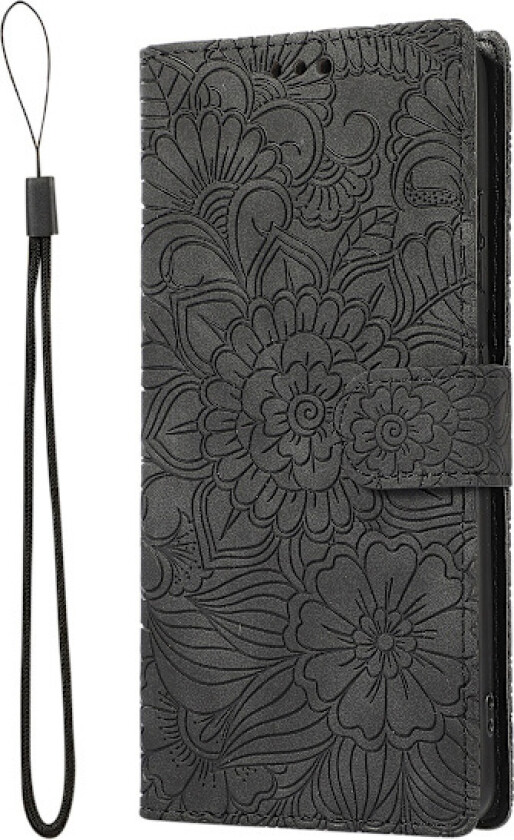 Samsung Galaxy A41 - Blomsterlommebokdeksel - Grå