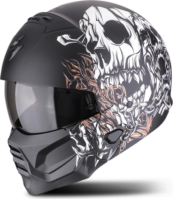 Åpningshjelm Scorpion EXO-Combat II Genesis Matt svart/hvit/gullM