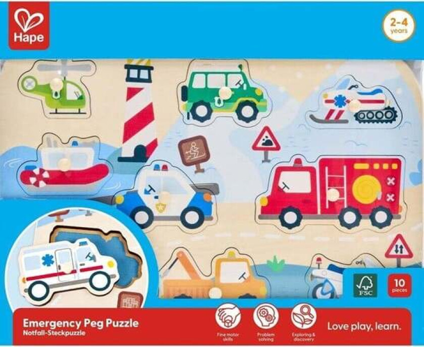 Emergency Vehicles Peg Puzzle