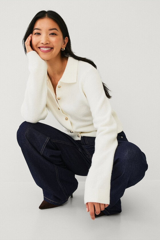 Strikket kardigan - Hvit