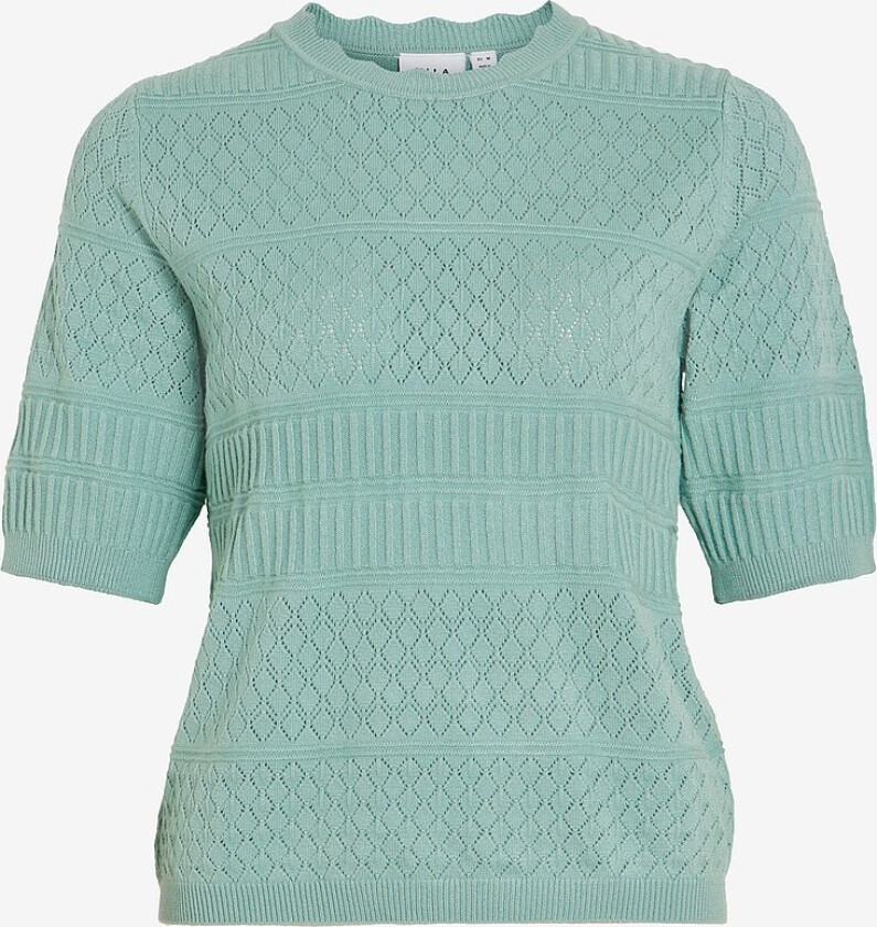 Genser viMilos S/S O-neck Pointelle - Blå