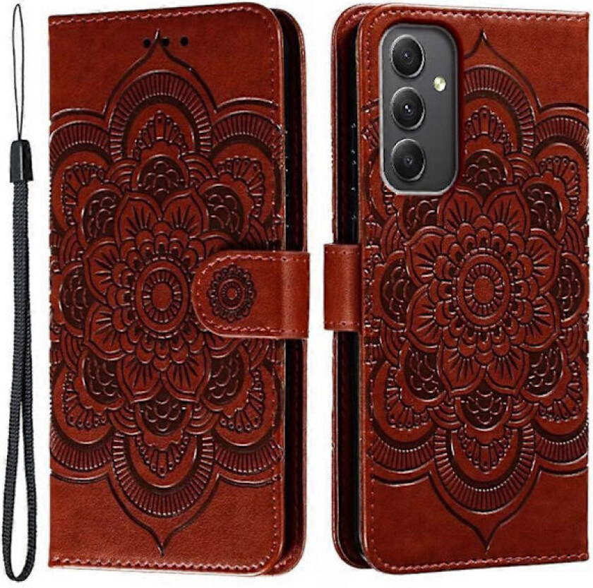 Samsung Galaxy A56 5G Deksel - PU Lær Mandala Preget Lommebok Deksel Flerfarget Brun