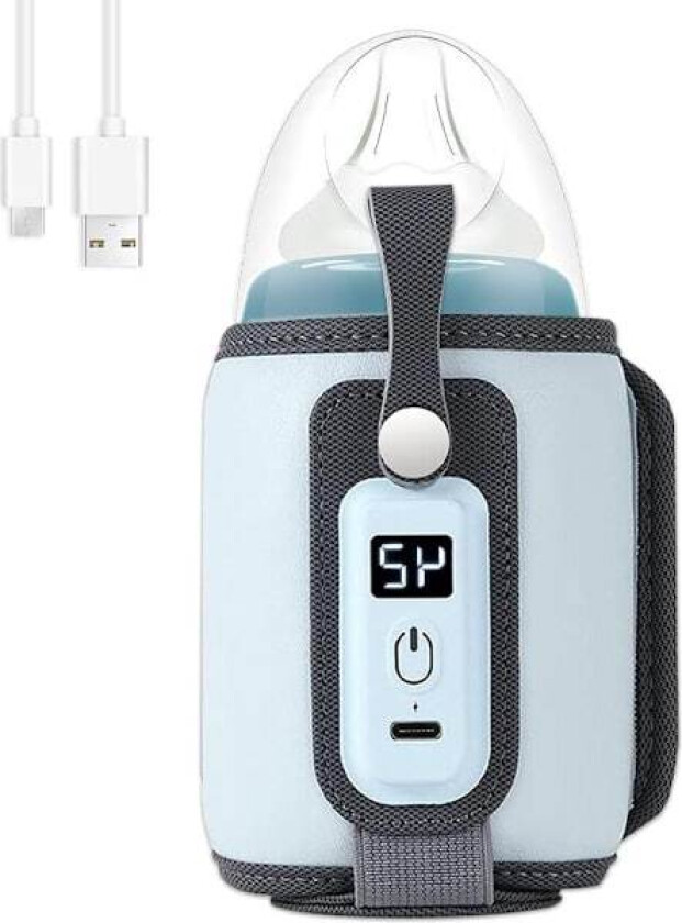 ING Baby Matvarmer, Bærbar USB Flaskevarmer, Nøyaktig Justerbar Temperatur, Blå