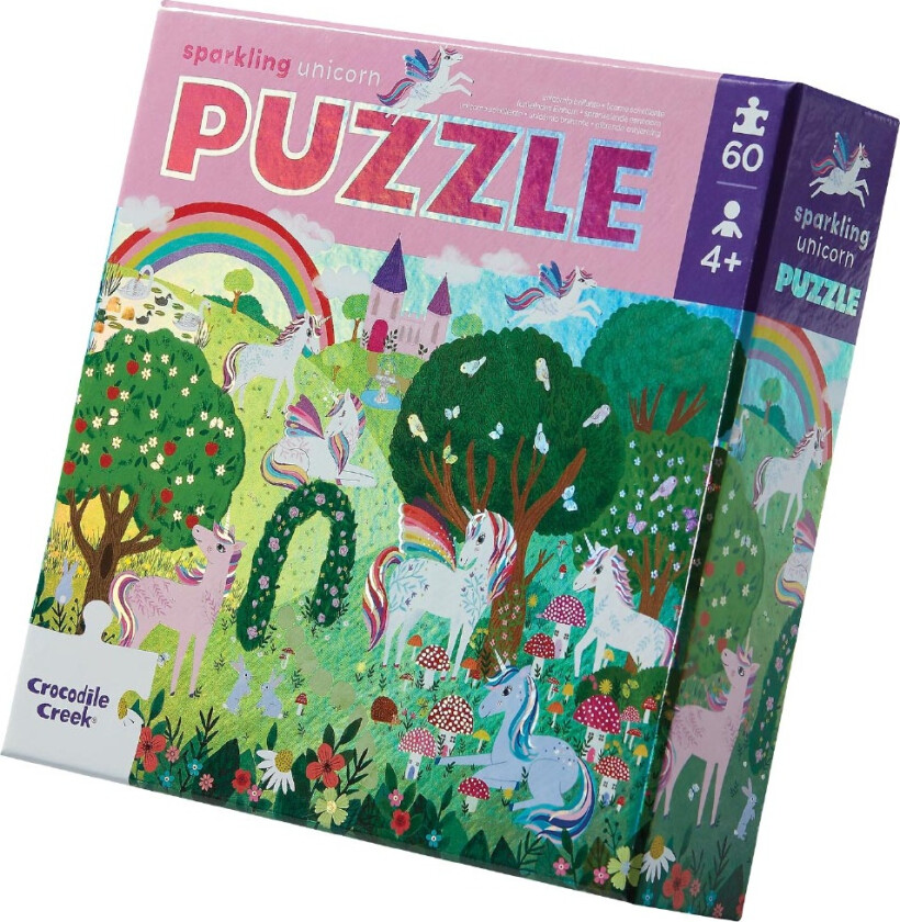 Puslespill - 60 Brikker - Glitrende Unicorn - - OneSize - Puslespill