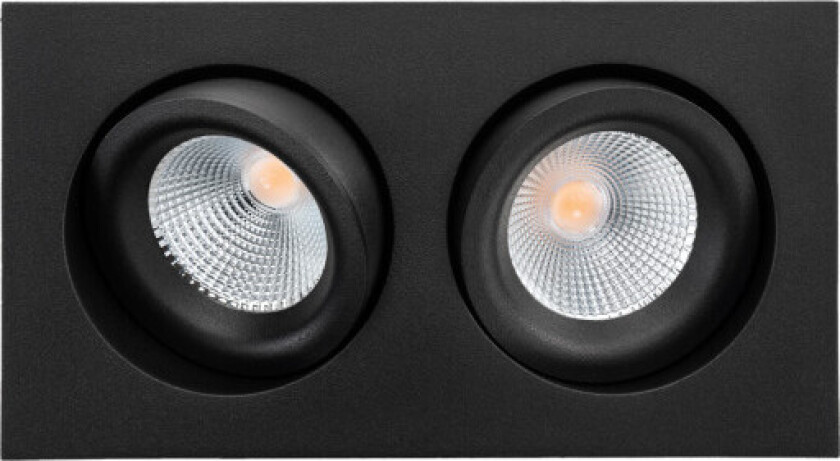 SG Junistar Lux Square 2 innfelt downlight, 2700K, sort