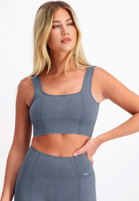 Washed Denim Seamless Bra - Blue - XS