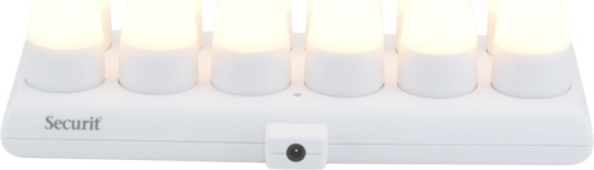 ® Sæt 12 stk. LUNA glasstager, 12 stk. LED fyrfadslys og ladestation, hvid/hvidt lys