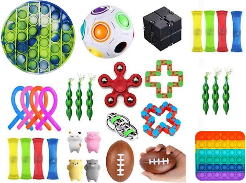 32 stk Fidget Pop it Toys Set-pakke for barn og voksne