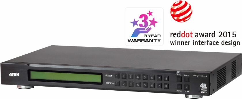 N VanCryst VM0808HB 8 x 8 True 4K HDMI Matrix Switch - Video/audio switch - desktop, rack-mountable