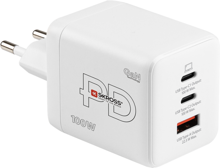 Power Charger 100W GaN Combo+ EU - inkludert 1.6m kabel
