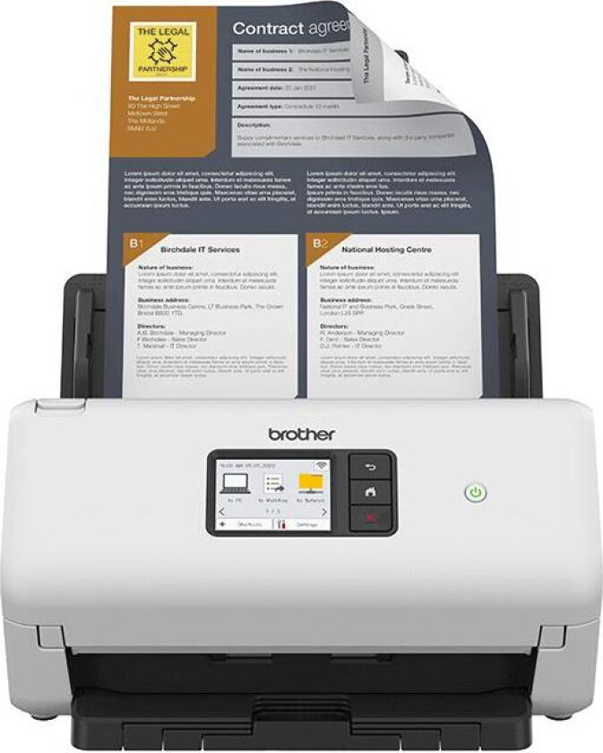 ADS-4550W Desktop scanner double-sided scanning 35 ppm 600 x 600 dpi 512MB 7.1 cm LCD touchscreen 60 sheets ADF scan to JPG/TIFF PDF/PDF