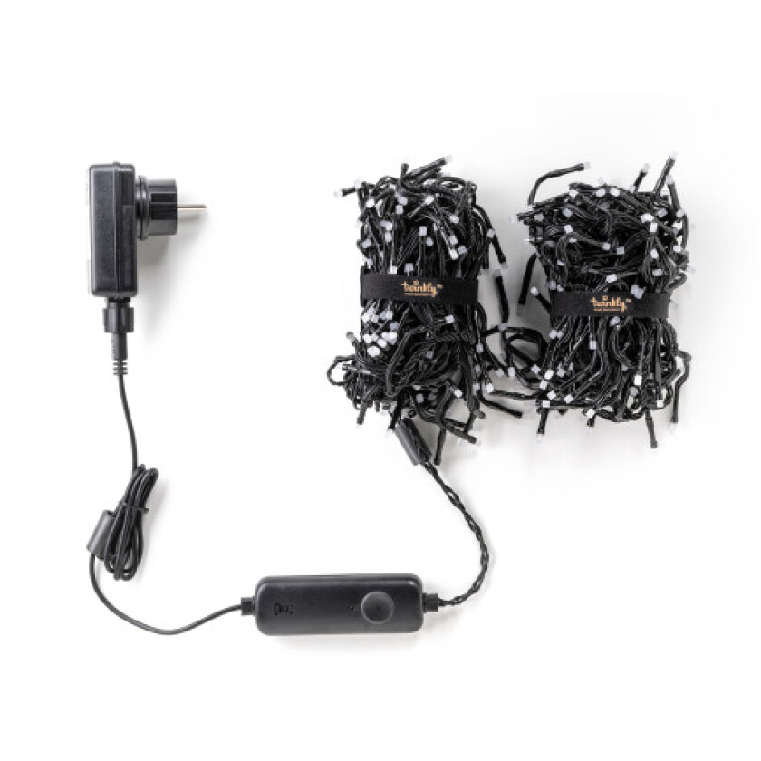Cluster - 400 App-controlled AWW LEDs. 6 Meters. Black Wire.