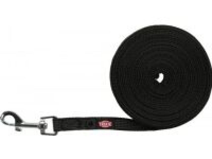 Tracking leash rubberised S-M: 5 m/15 mm - black