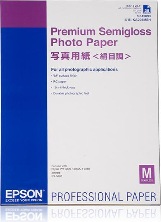 Premium Semigloss Photo Paper - fotopapir - halvblank - 25 ark - A2 - 251 g/m²