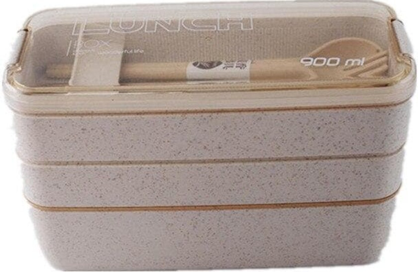 Matboks - 3 etasjer - beige - 900 ml