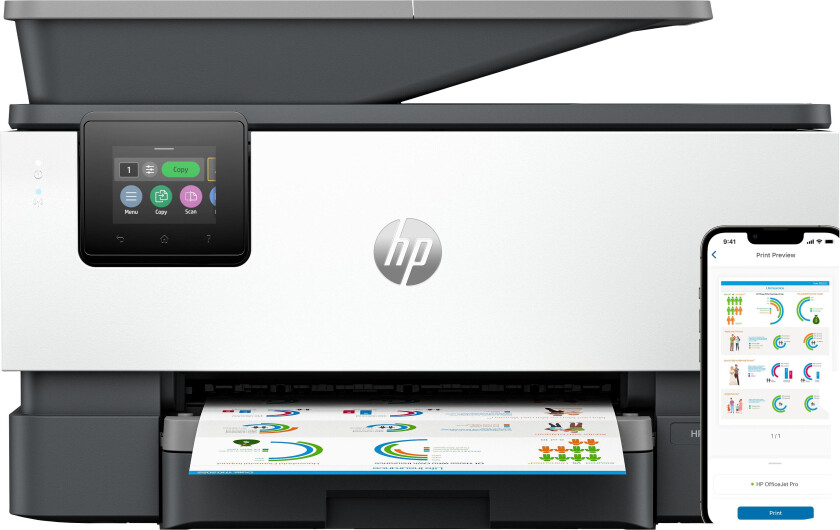 OfficeJet Pro 9112e blekkskriver Multifunksjonsprinter, farge, A4, Print/Copy/Scan/Fax, USB/Wi-Fi/Bluetooth