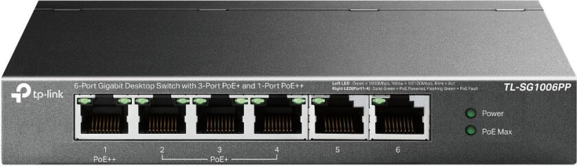 | TL-SG1006PP | Unmanaged Switch | 6x Port | 1Gbit/s | 64W PoE