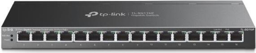16Port Gigabit Desktop Switch with 16Port PoE+ 16x Gigabit PoE+ Ports 802.3at/af 120W PoE Power Desktop Steel Case