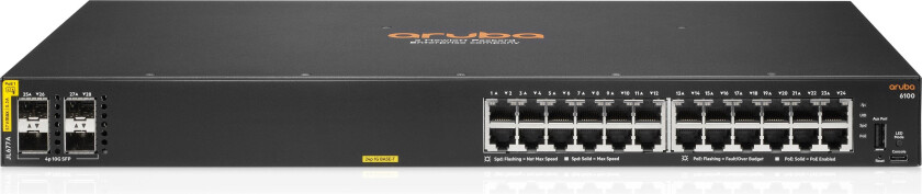 HPE Aruba 6100 24G Class4 PoE 4SFP+ - switch - 28 porter - Styrt - rackmonterbar