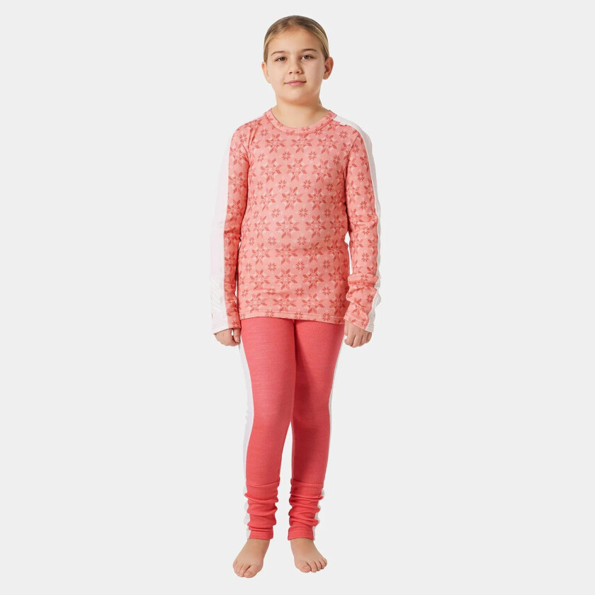 Junior HH Lifa Merino Mellomvekt Undertøysett Med Mønster Rosa 164/14 Marineblå164/14