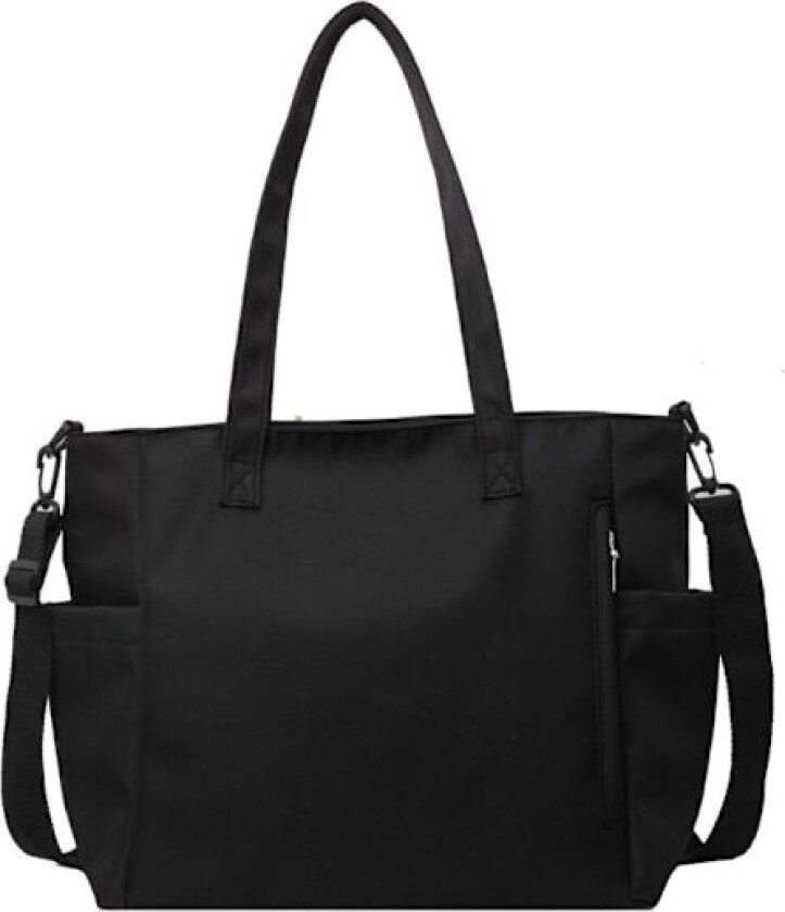 Nylon Crossbody-veske for jenter, sprutsikker håndveske, shoppingveske med stor kapasitet, svart