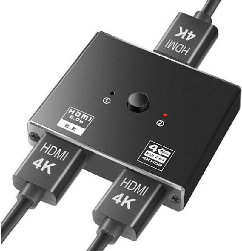 INF HDMI 2.0 Switch 2 inn 1 ut 4K HDMI Splitter 1 inn 2 ut