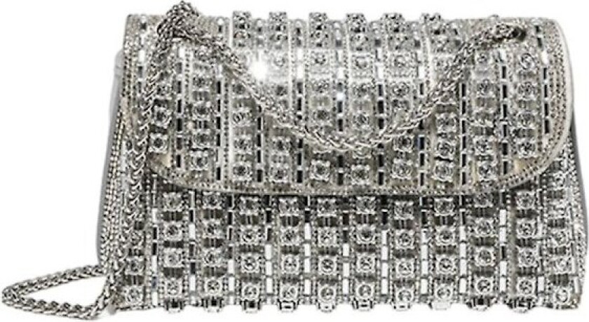 Vesker Dame Mote Nisje Design Diamant Liten Firkant Veske Skulder Crossbody Underarm Veske(sølv)