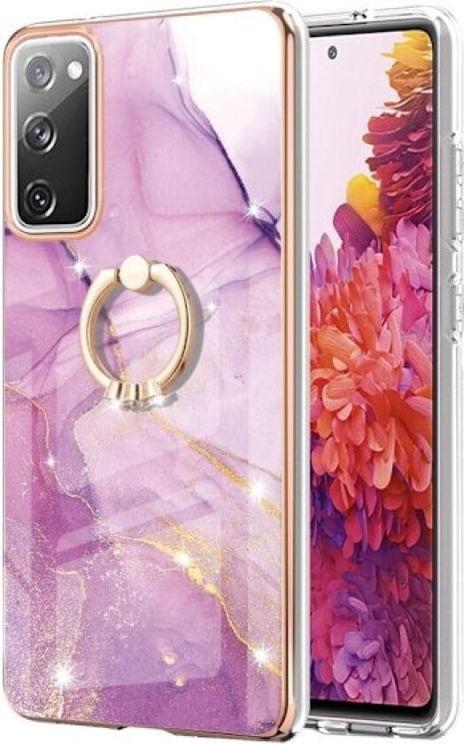 Marble Mønstret Deksel med Ring Holder til Samsung Galaxy S20 Fe 2022 / S20 Fe 5g - Rosa Klinkekule Haze