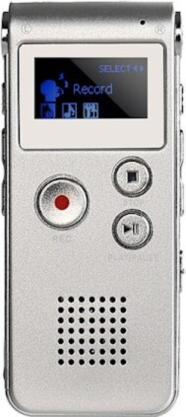 Bilde av Diktafon Bærbar Digital Opptaker Stemmeopptaker 8GB Lyd Opptaker MP3 Spiller LCD Diktafon (Sølv Farge)