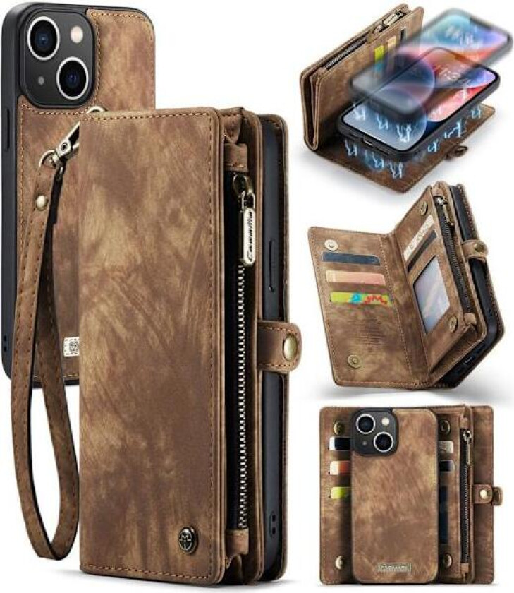 CASEME iPhone 15 2-i-1 Lommebok Telefondeksel - Brun