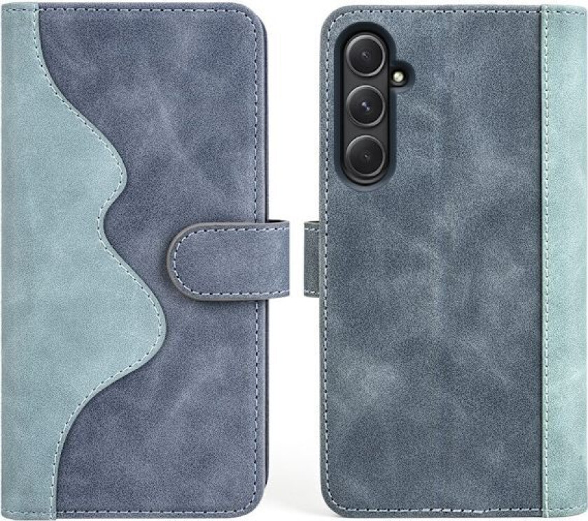 Tofarget lærdeksel for Samsung Galaxy A55 - Blå