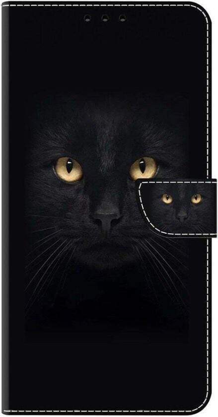 Samsung Galaxy A57 EIDERWOOD Flip Deksel med Kortholder & Stativfunksjon - Svart Katt