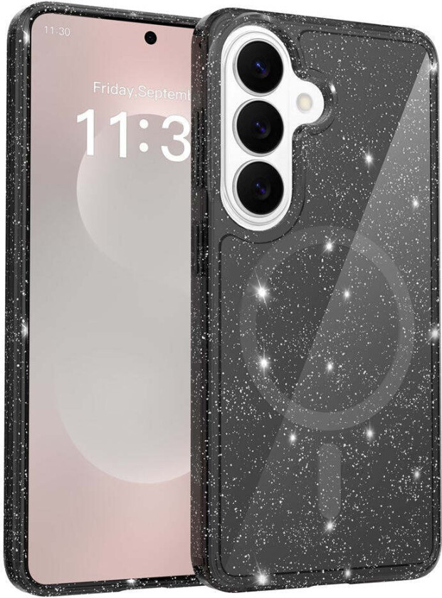 Samsung Galaxy S26 EIDERWOOD Magnetisk Plast Glitter Deksel - MagSafe Kompatibel - Gjennomsiktig / Svart
