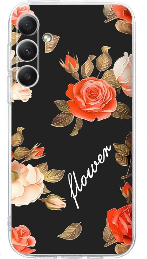 Vibe Samsung Galaxy A56 deksel - Svart Bakgrunn Blomster