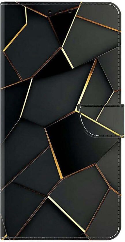 Samsung Galaxy A57 EIDERWOOD Kunstskinn Deksel med Innebygd Kortholder & Stativfunksjon - Svart / Gull