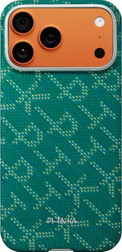 iPhone 17 Pro PITAKA Edge Monogram Deksel – MagSafe Kompatibelt – Gull / Grønn