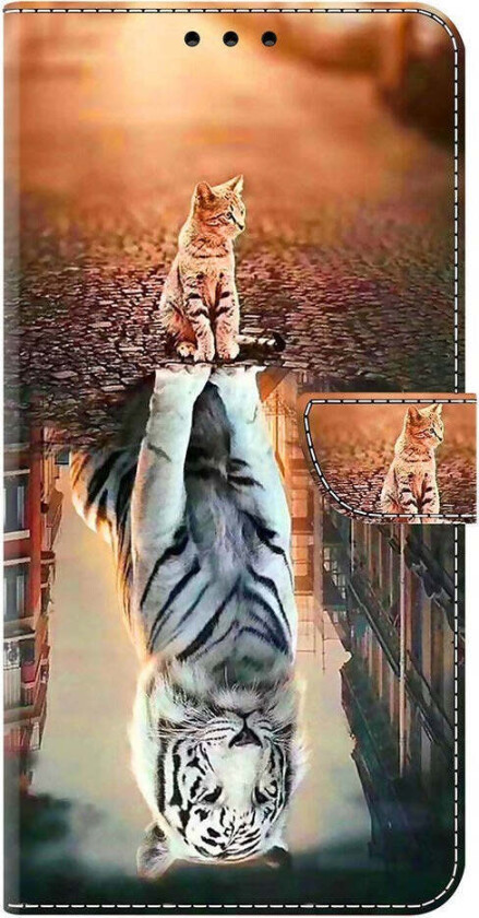 Samsung Galaxy A57 EIDERWOOD Flip Deksel med Kortholder & Stativfunksjon - Katt & Tiger