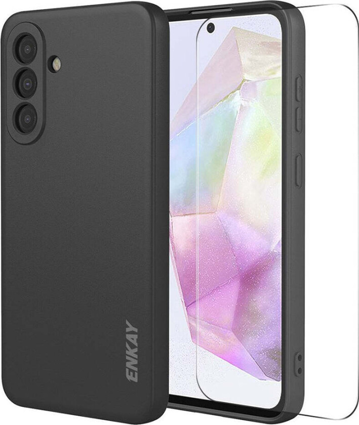 Samsung Galaxy A37 ENKAY Silikon Deksel med Skjermbeskytter - Svart