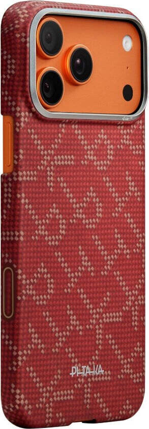 iPhone 17 Pro PITAKA Edge Monogram Deksel – MagSafe Kompatibelt – Gull / Rød