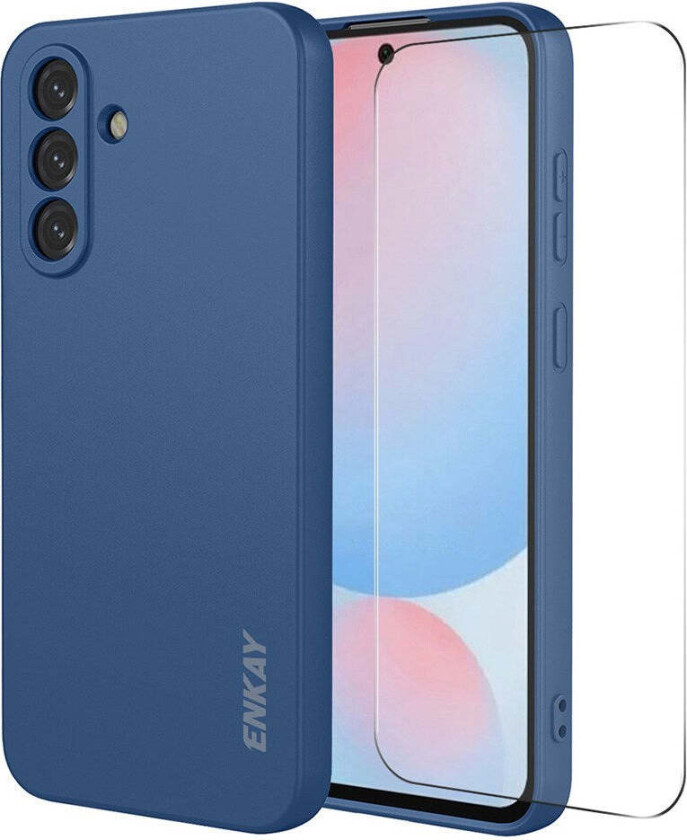 Samsung Galaxy A57 ENKAY Silikon Deksel med Skjermbeskytter - Blå