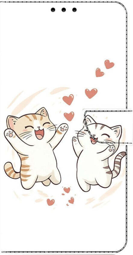 Samsung Galaxy A57 EIDERWOOD Kunstskinn Deksel med Innebygd Kortholder & Stativfunksjon - Katter & Hjerter